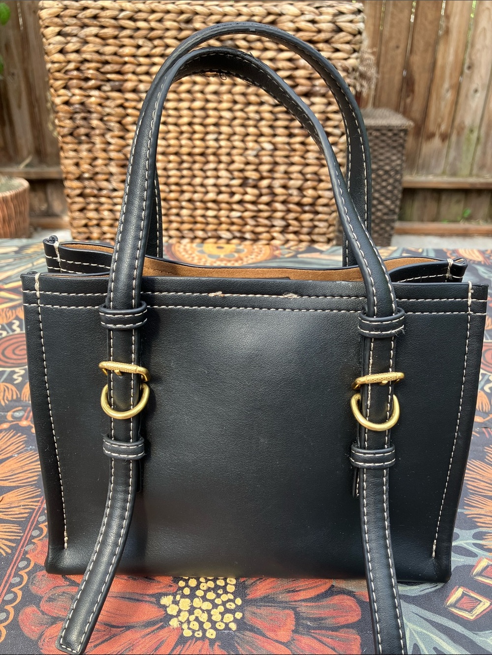 Zara Black City Mini Bag with contrast stitching